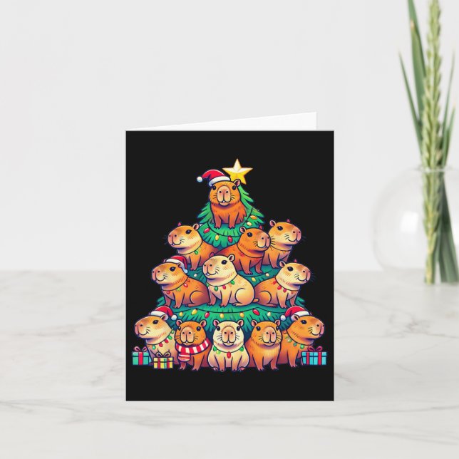 Capybara Christmas Tree Funny Capybara Xmas  Card (Front)