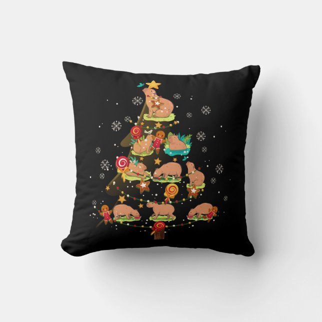 Capybara Christmas Tree Merry Christmas animal zoo Cushion (Front)