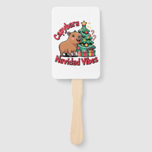 Capybara Christmas Vibes Holiday Humour Hand Fan