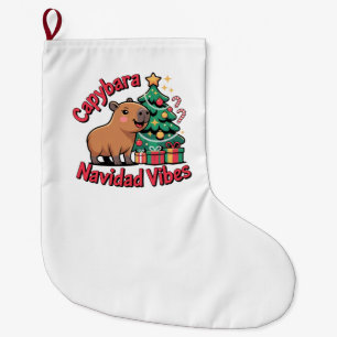 Capybara Christmas Vibes Holiday Humour Large Christmas Stocking