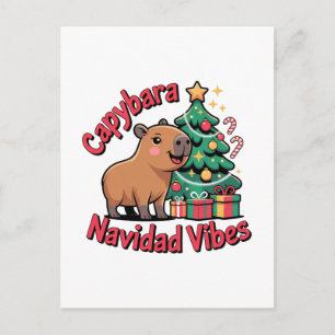 Capybara Christmas Vibes Holiday Humour Postcard