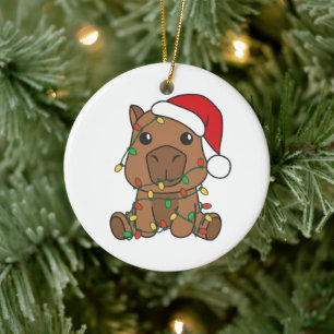 Capybara Christmas Winter Animals Holiday Ceramic Tree Decoration