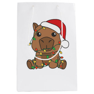 Capybara Christmas Winter Animals Holiday Medium Gift Bag