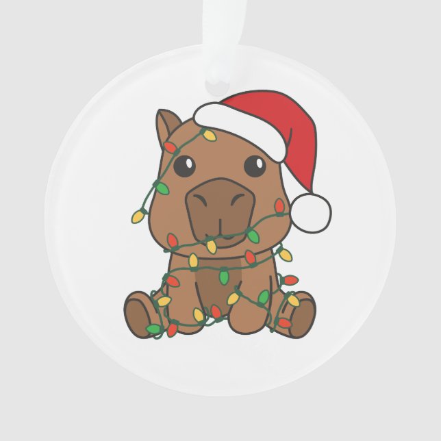 Capybara Christmas Winter Animals Holiday Ornament (Front)