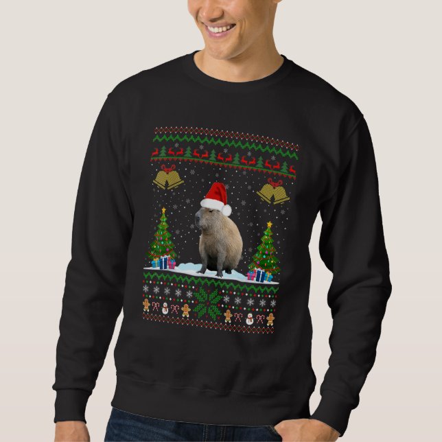 Capybara Christmas Xmas Lighting Santa Hat Sweatshirt (Front)