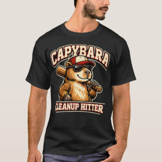 Capybara Cleanup Hitter Baseball Funny T-Shirt