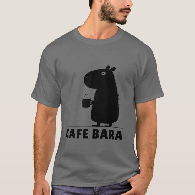 Capybara Coffee Cafe Bara Funny Capy Cute Capybara T-Shirt (Front)