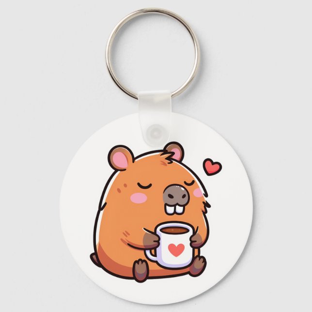 Capybara coffee love key ring (Front)