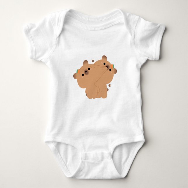 Capybara Couple Baby Bodysuit (Front)