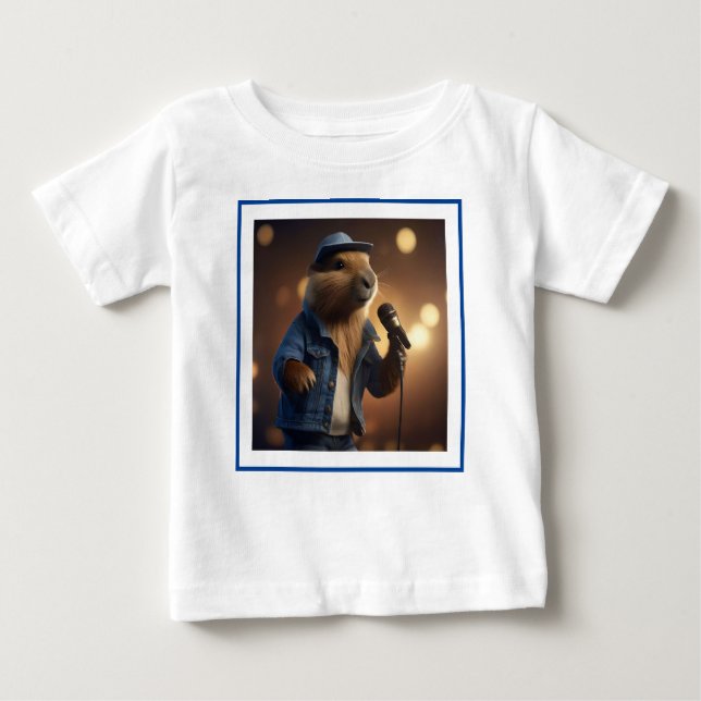 "Capybara Cowboy: Serenading the Wild West" Baby T-Shirt (Front)