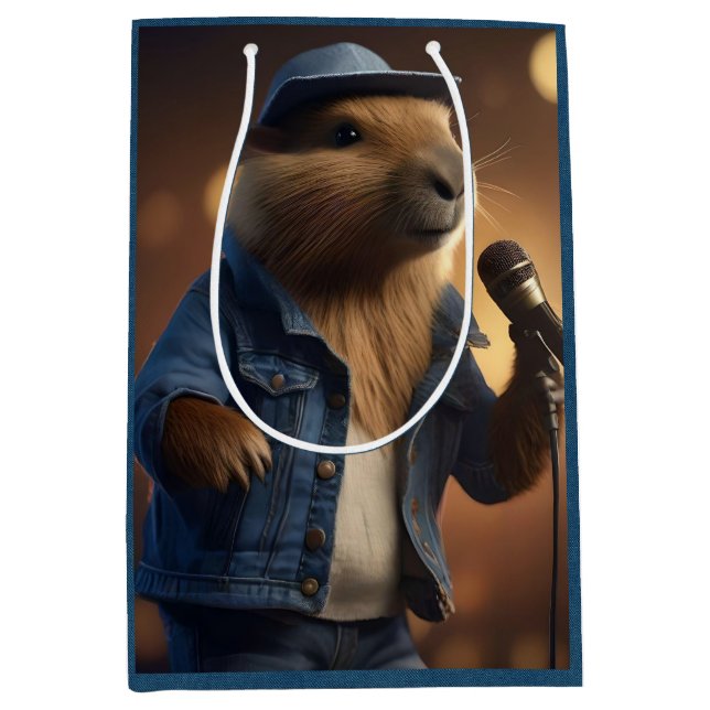 "Capybara Cowboy: Serenading the Wild West" Medium Gift Bag (Front)