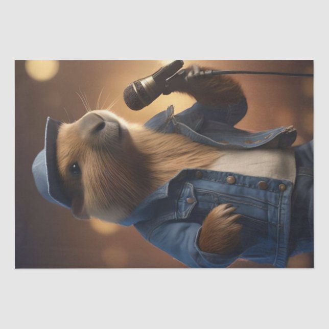 "Capybara Cowboy: Serenading the Wild West" Tissue Paper (Front)