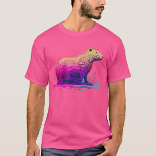 Capybara Cute And Funny Capybara Vaporwave T-Shirt