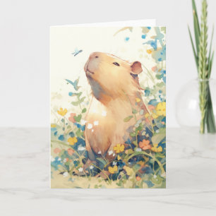 Capybara Daydream in the Meadow Card