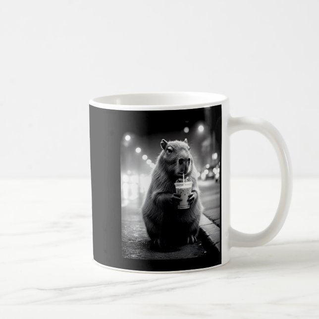 Capybara drinking iced coffee funny animals meme mug (Right)