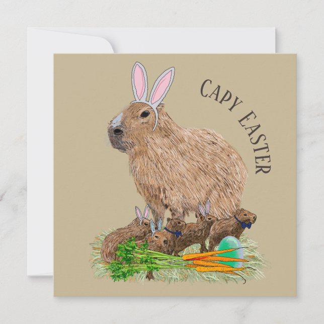Capybara Easter Cute Bunny Funny Invitation (Front)