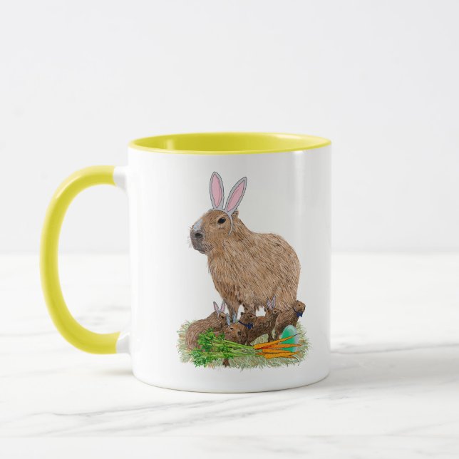 Capybara Easter Cute Bunny Funny Mug (Left)