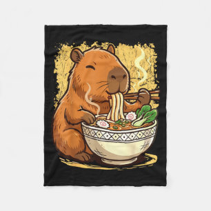 Capybara Eating Ramen Noodles  Fleece Blanket