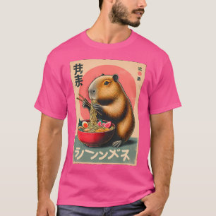 Capybara Eating Ramen Noodles Japanese Art Capybar T-Shirt