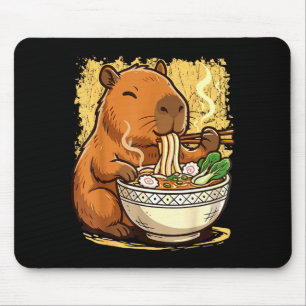 Capybara Eating Ramen Noodles  Mouse Pad