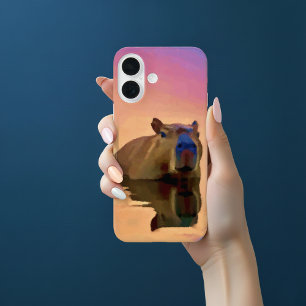 Capybara Emerging From a Tranquil Body of Water iPhone 16 Case