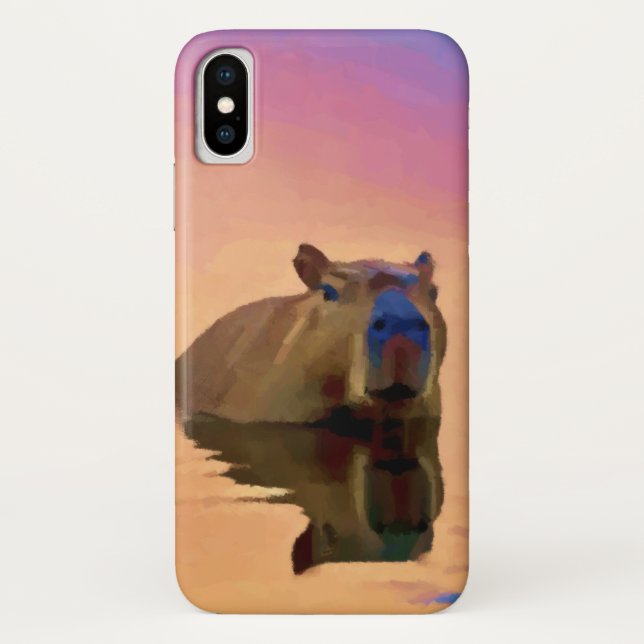 Capybara Emerging From a Tranquil Lake Brazil Case-Mate iPhone Case (Back)