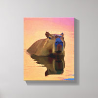 Capybara Emerging From a Tranquil Lake