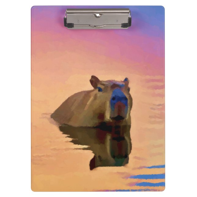 Capybara Emerging From a Tranquil Lake Clipboard (Front)