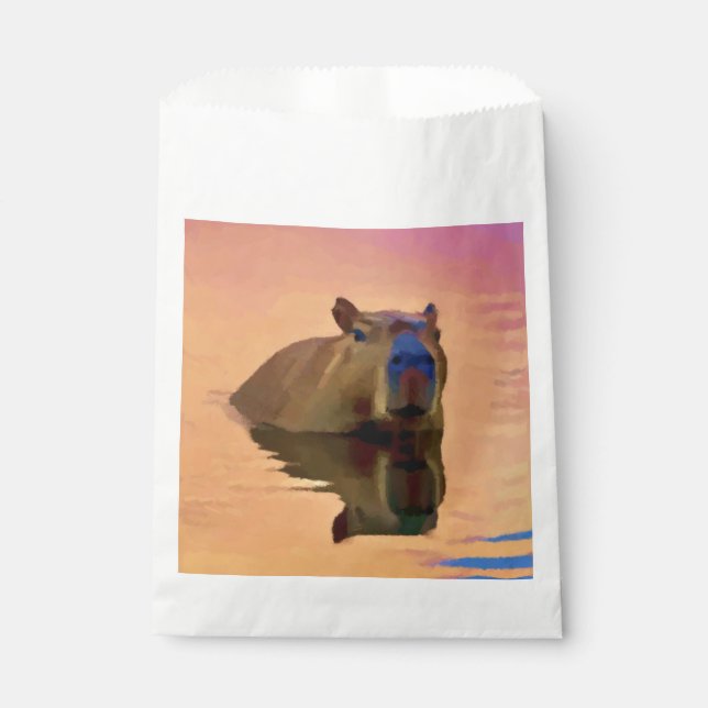 Capybara Emerging From a Tranquil Lake Favour Bags (Front)