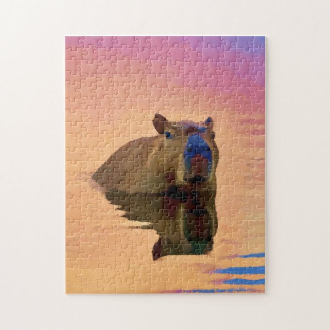 Capybara Emerging From a Tranquil Lake Jigsaw Puzzle (Vertical)