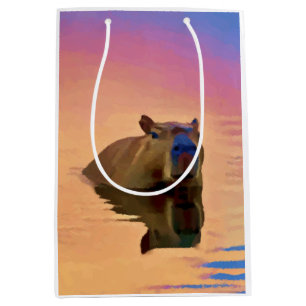 Capybara Emerging From a Tranquil Lake Medium Gift Bag