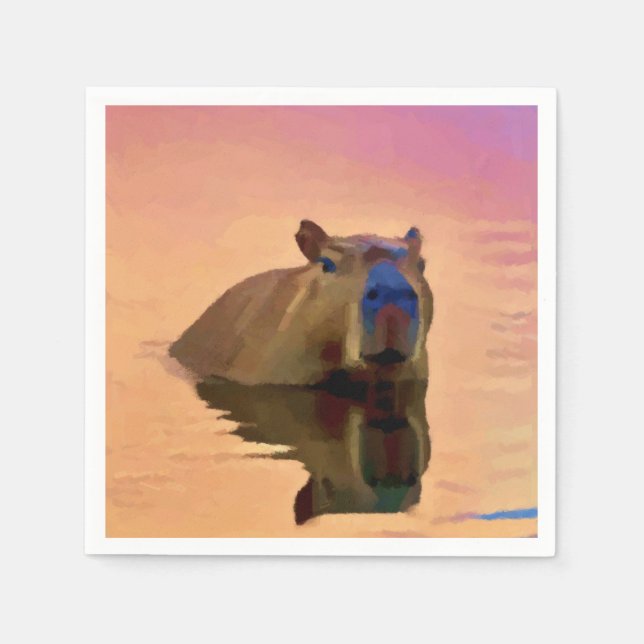 Capybara Emerging From a Tranquil Lake Napkin (Front)