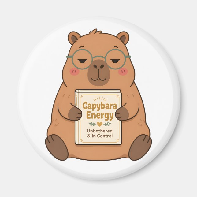 Capybara Energy Unbothered Glasses Magnet (Front)