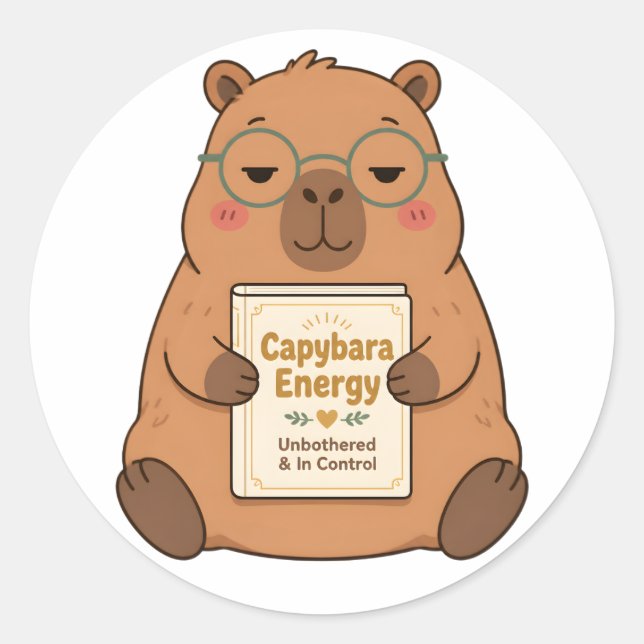 Capybara Energy Unbothered Glasses Sticker (Front)