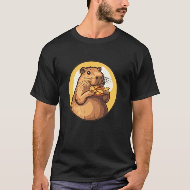 Capybara Enjoying Delicious Snacks T-Shirt (Front)