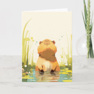 Capybara Enjoying the Water Card