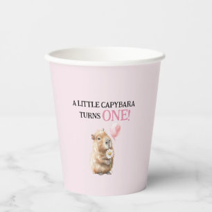 Capybara First Birthday Paper Cups