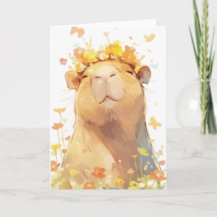 Capybara Floral Crown Card