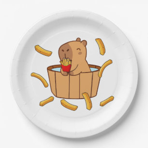Capybara Fries Paper Plate   Funny Fast Food Party