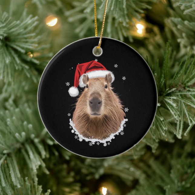 Capybara Funny Christmas  Ceramic Tree Decoration (Tree)