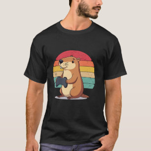 Capybara Funny Retro Video Games for Kids Men Wome T-Shirt