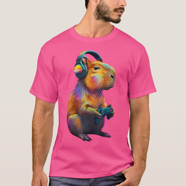 Capybara Funny Video Games Capybara T-Shirt (Front)