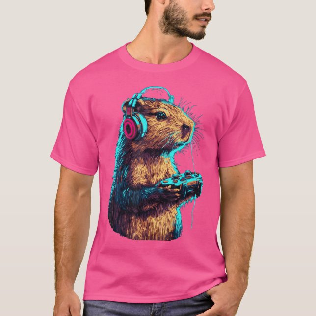 Capybara Funny Video Games Capybara T-Shirt (Front)