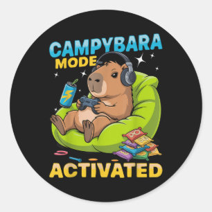 Capybara Gamer Gaming T-shirt_1.png Classic Round Sticker