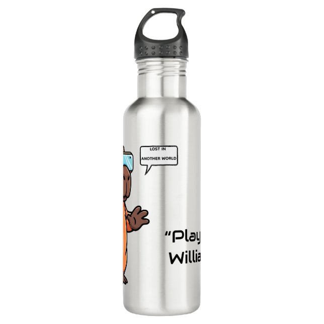 Capybara Gamer Water Bottle – Personalized Name (Front)