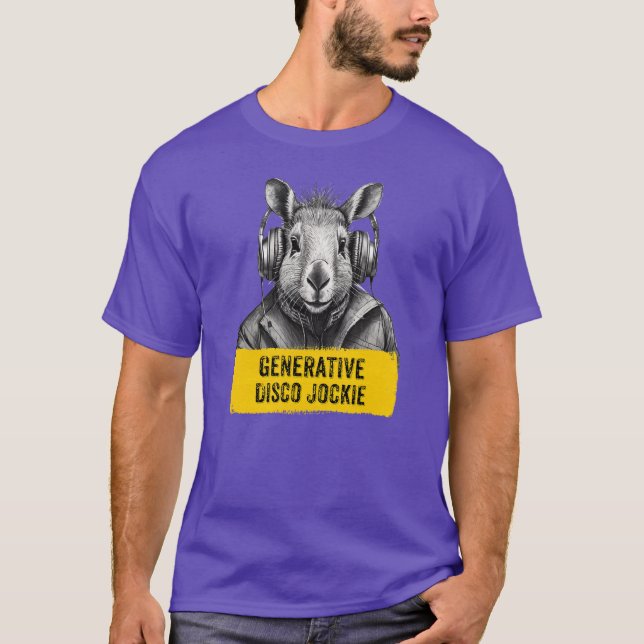 Capybara Generative Disco Jockie cool fun T-shirt (Front)