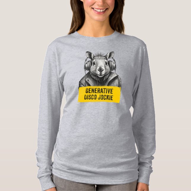 Capybara Generative Disco Jockie cool fun T-shirt (Front)