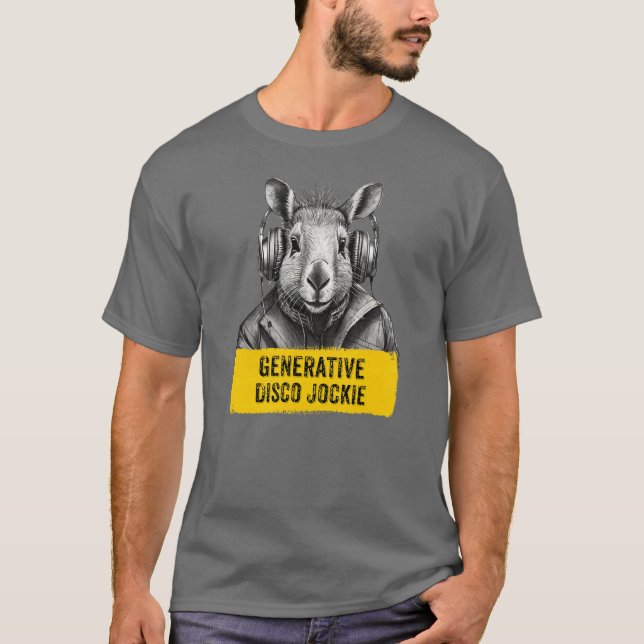 Capybara Generative Disco Jockie cool fun T-shirt (Front)