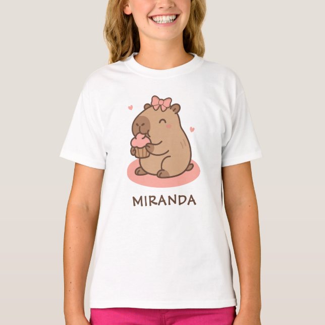 Capybara Girls Personalised Cute Funny T-Shirt (Front)