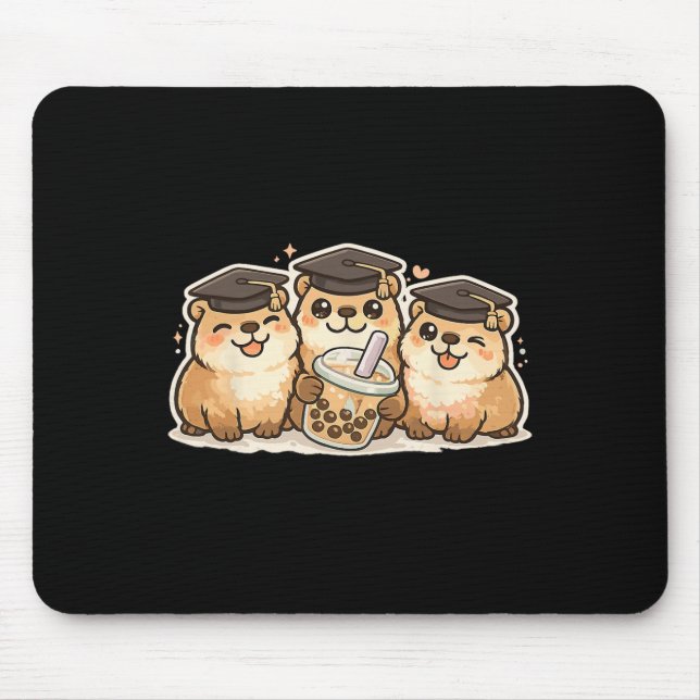 Capybara Graduation 2026 Boba Tea Student Cl Of Gr Mouse Pad (Front)